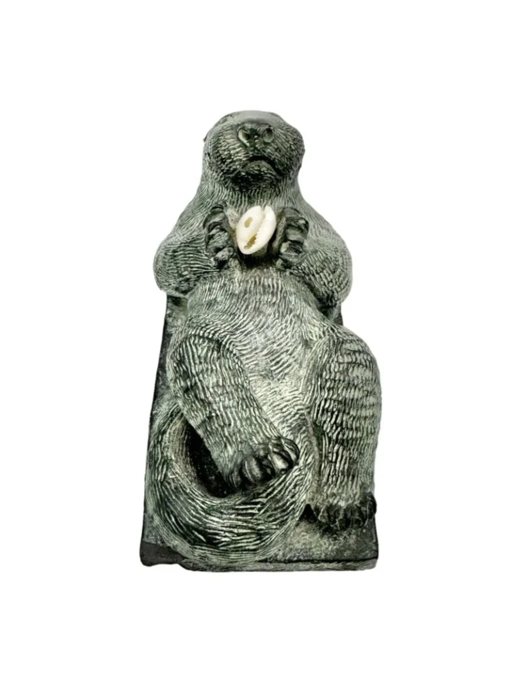 The Wolf Sculptures Handcrafted Canadian Gray Sea Otter Figurine W/ Shell
